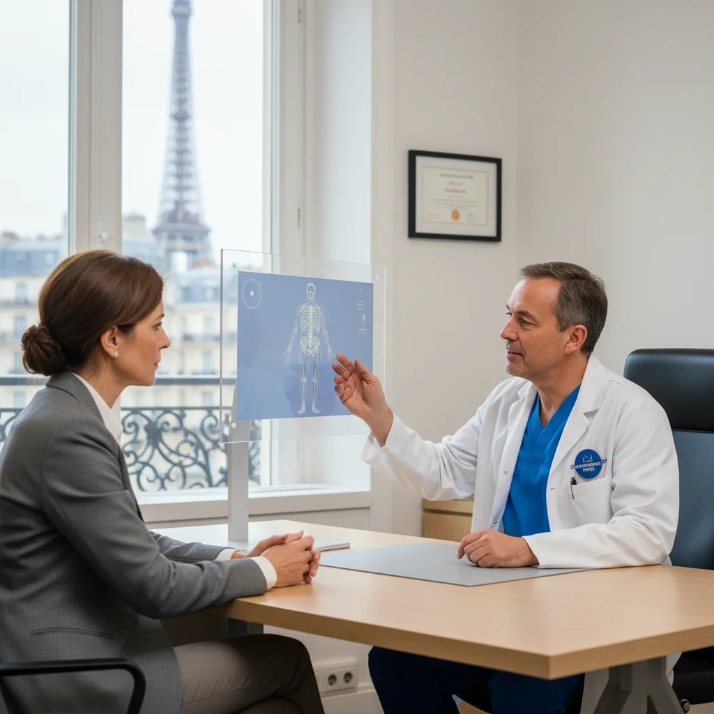 Patient en consultation avec un chirurgien à Paris