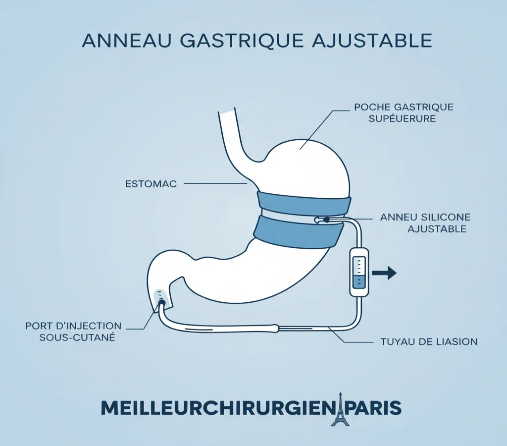 Schéma anneau gastrique ajustable